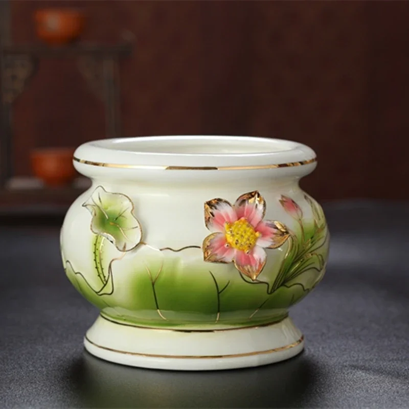 Candle Supplies Essential Oils - ของใช้สำหรับพระพุทธรูป, เตาเผาธูปเซรามิกสำหรับพระพุทธรูปเลียนแบบโบราณ, ห้องพระพุทธรูปสีดอกบัวสำหรับอุปกรณ์