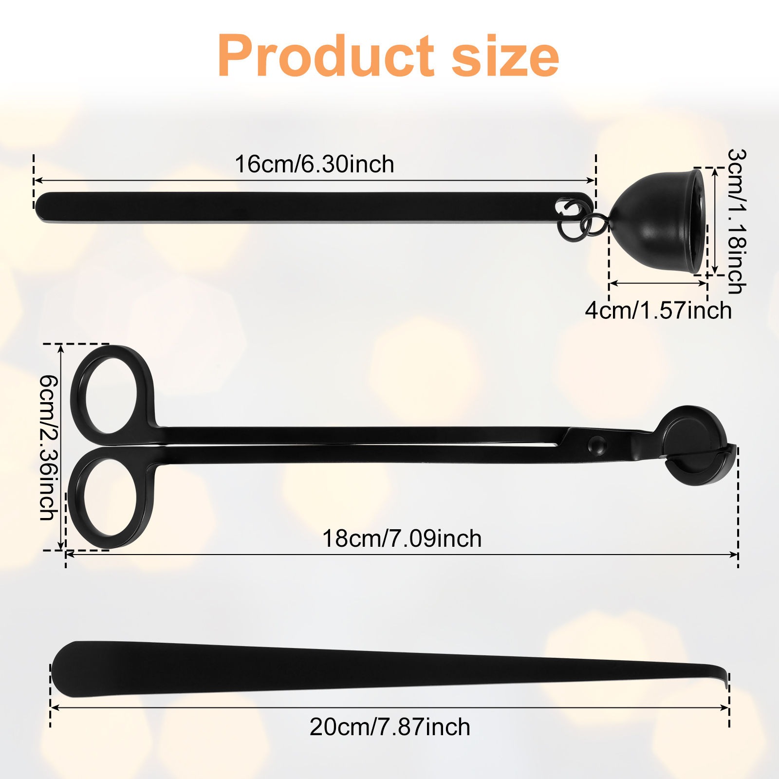 Wick Dipper Tool - 3 ชิ้นเทียนเครื่องมือดับเพลิงสแตนเลสเทียน Wick Trimmer เครื่องตัด Wick
