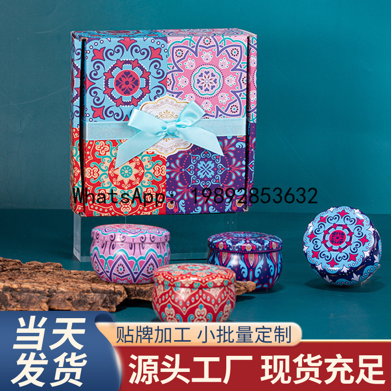 Candle Supplies Essential Oils - เทียนหอมถั่วเหลือง LZ Gift กลิ่นน้ำมันหอมระเหยจากพืช พร้อมดอกไม้แห้งในกระป๋องเหล็ก ของตกแต่งเทศกาล