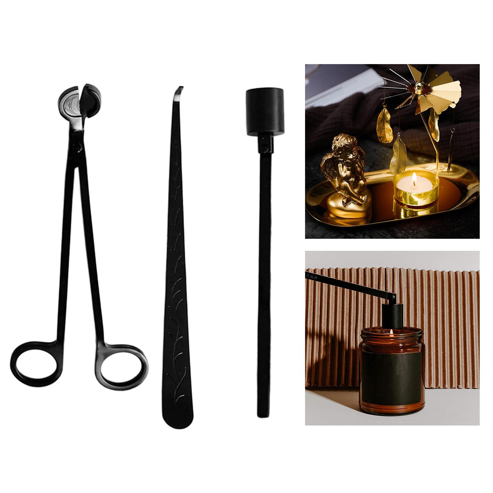 Wick Dipper Tool - ชุดอุปกรณ์ดับเทียน 3 ชิ้น/ชุด สีดำ พร้อมที่ดับไส้เทียนและตะขอ