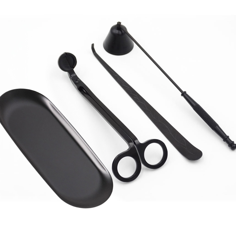 Wick Dipper Tool - 4 ชิ้น/เซ็ตเทียน Wick Trimmer กรรไกรเครื่องดับเพลิงตะขอเทียนอุปกรณ์เสริมถาดสแตนเลส Wick